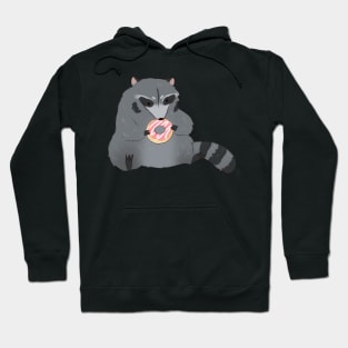 Raccoon eating donut drawing Hoodie